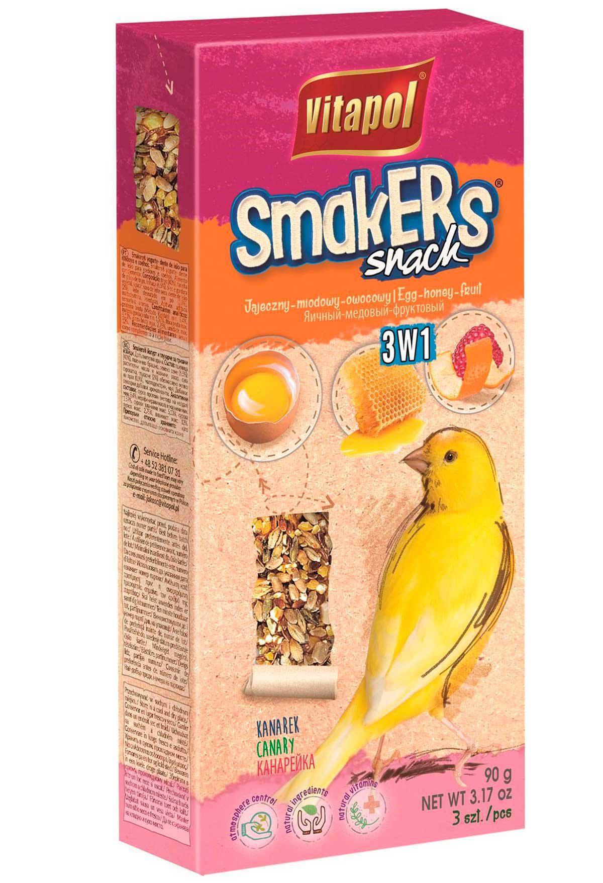 9 Pack -  Vitapol Smakers Frøkolbe Kanariefugl 3-i-1 Frugt Honning Æg 85 Gr