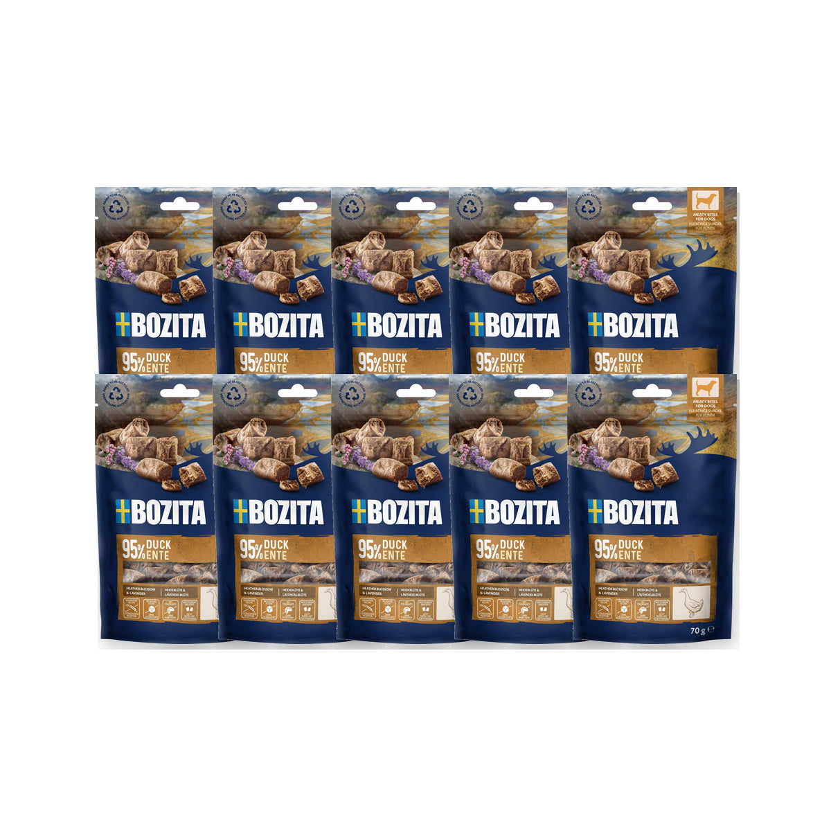 10 Pack - BOZITA Meaty Bites hundegodbidder med and 70g