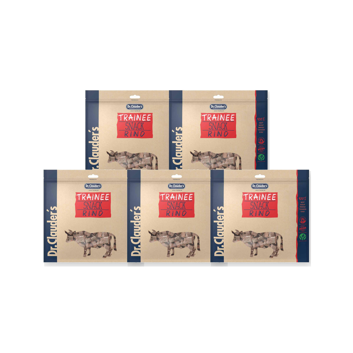 5 Pack - Dr. Clauder's Trainee Medium træningsgodbidder med okse 500g
